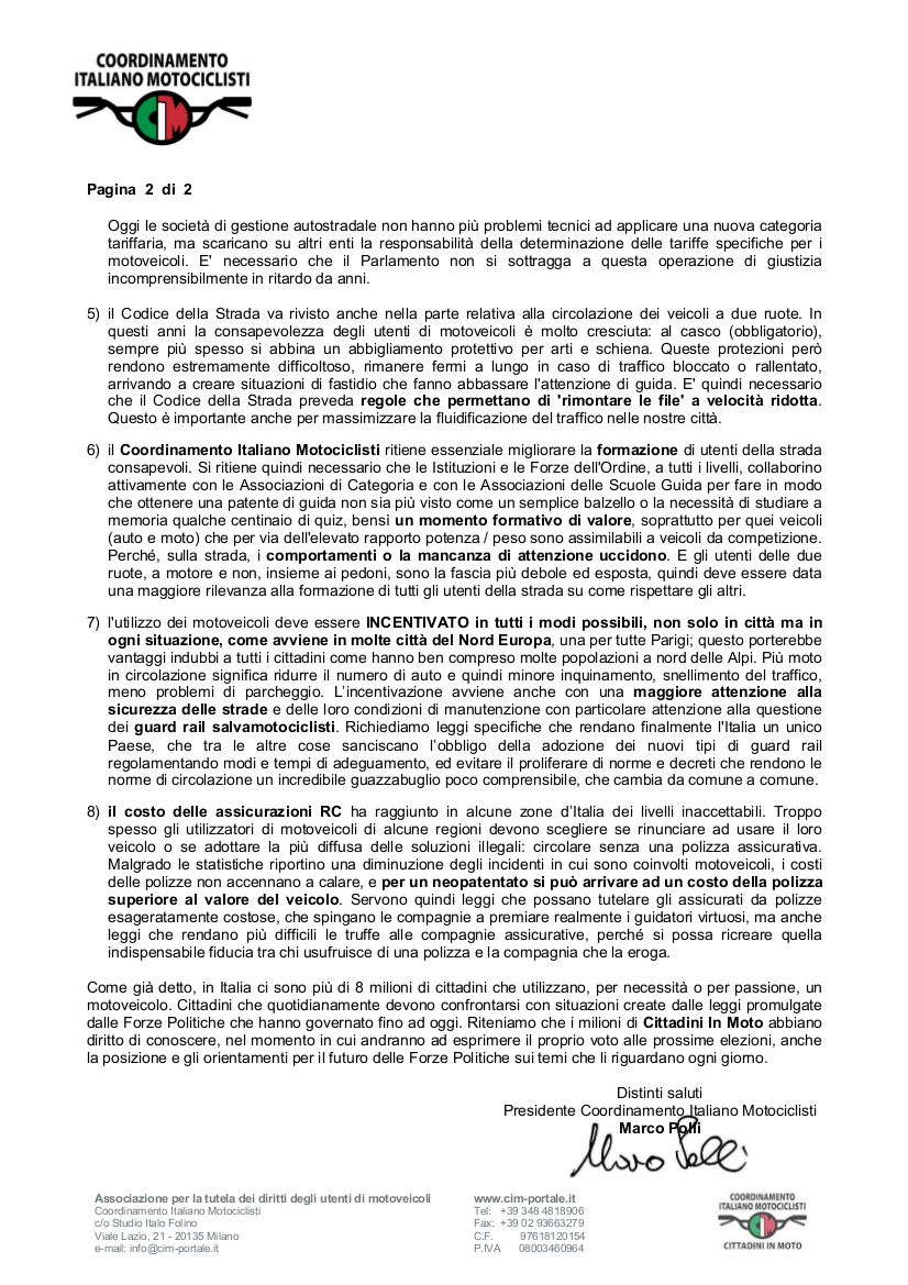 Lettera 20130127 elezioni 2