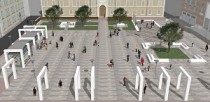 Il rendering della 'nuova' Piazza Kennedy pedonalizzata